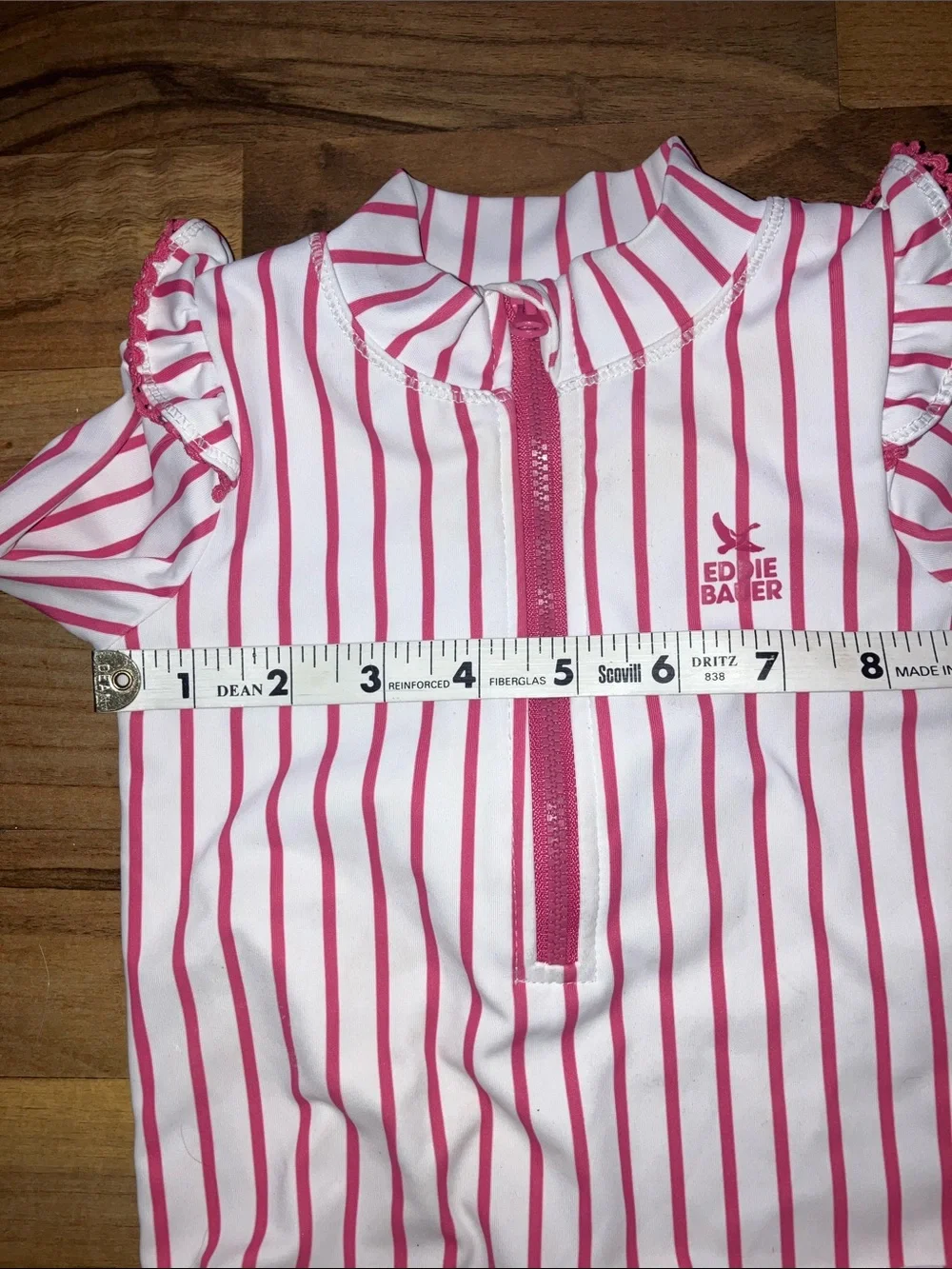 Eddie Bauer Striped zip rash guard bodysuit 12 months girls swimsuit